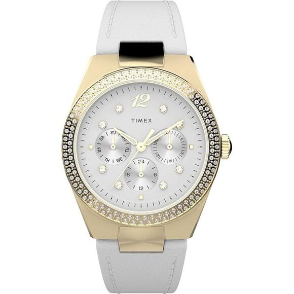 Timex Simone Multifunction Gold-Tone/White Ladies Watch